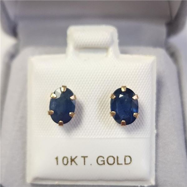 10K Yellow Gold Sapphire(2ct) Earrings, Made in Canada, Suggested Retail Value $600