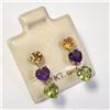 Image 2 : 10K Yellow Gold Blue Topaz Citrine And Amethyst Earrings, Made in Canada, Suggested Retail Value $60