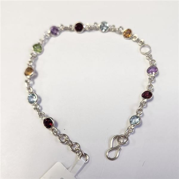 Silver Genuine Gemstone 8" Bracelet, Suggested Retail Value $300
