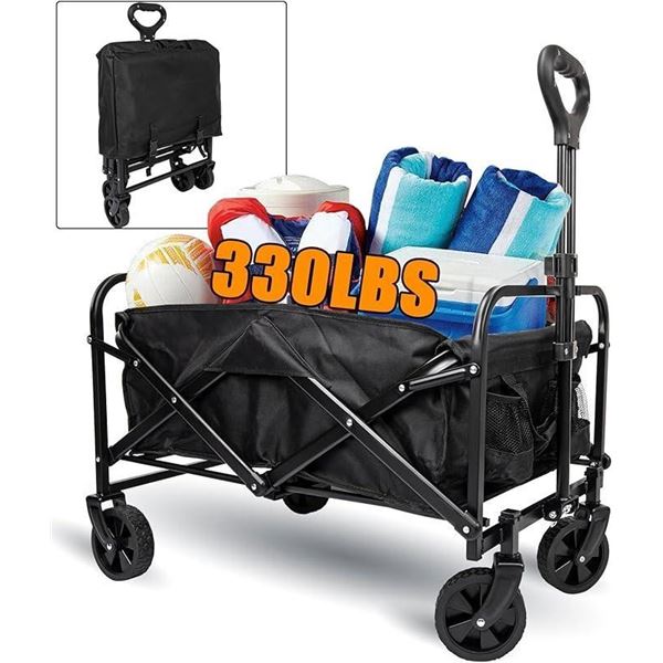 Collapsible Folding Wagon Cart Heavy Duty Outdoor Utility Wagon Beach Wagon Grocery Wagon Camping Po