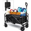 Image 1 : Collapsible Folding Wagon Cart Heavy Duty Outdoor Utility Wagon Beach Wagon Grocery Wagon Camping Po