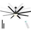 Image 1 : 72 inch Large Ceiling Fan with Light, Black Outdoor Ceiling Fans with 8 Reversible Blades Dimmable M