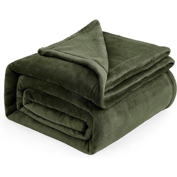 Queen Size Blanket for Bed - Olive Green Queen Blanket Winter Polyester Blanket Fuzzy Cozy Soft Plus