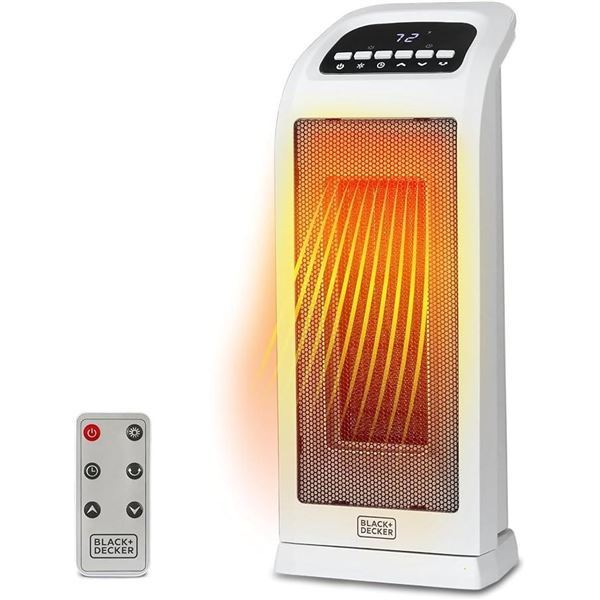 BLACK+DECKER Oscillating Portable Heater Tower and Heater and Tower Fan with Electronic Controls, Ce