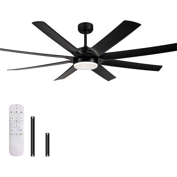 Ceiling Fan with Lights Remote Control, 72 inch Large Ceiling Fan with Quiet Reversible DC Motor and