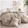 Image 1 : Bedsure 100% Washed Cotton Duvet Cover King Size - Warm Sand Minimalist Duvet Cover Set Linen Like -