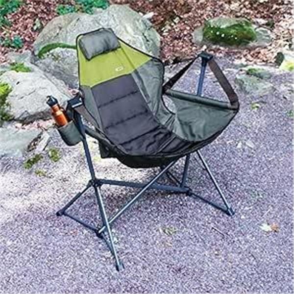 RIO Hammock Camping Chair, Steel, Adjustable Back, Swinging Chair, Folding Rocking Chair with Pillow