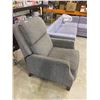 Image 2 : Grey Push Back Fabric Recliner (Tested Working)