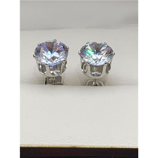 Set of 1.5 Carat TW Brilliant Round Cut Solitaires Set in .925 Silver Stud Earrings Set