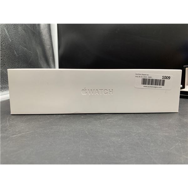 Apple Watch Series 8 Aluminum 45mm with box, band and charger. Powers up. locked