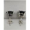Image 3 : Natural Black Diamond Earrings features 9.40 Carat TW Round Cut Diamonds set in .925 Silver with ret