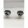 Image 2 : Natural Black Diamond Stud Earrings Featuring 10.82 Carat TW Solitaire Round Cut Stones set in .925 