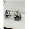 Image 4 : Natural Black Diamond Stud Earrings Featuring 10.82 Carat TW Solitaire Round Cut Stones set in .925 