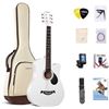 Image 1 : Lankro 38" Beginner Accoustic Guitar White Basswood Cutaway Guitarra Starter Kit With Gig Bag Stap L