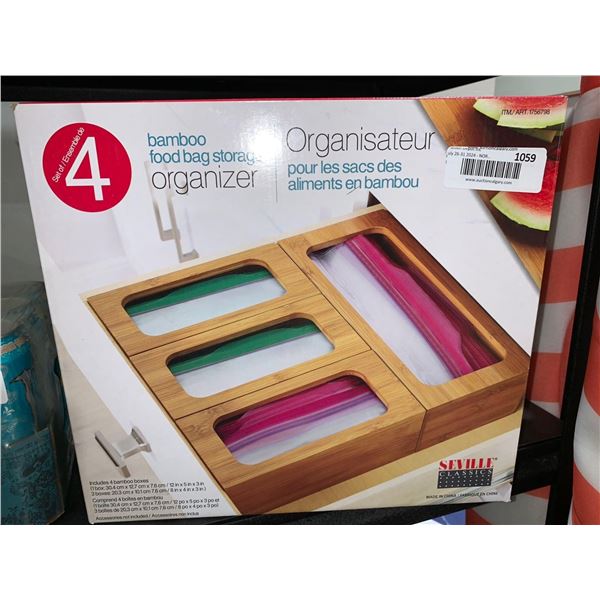 Bamboo Food Bag Storage Organizer Set of 4