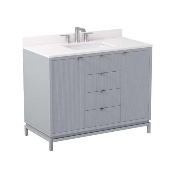 GlucksteinElements Beaumont 42-inch W x 21-inch D Freestanding Bath Vanity in Grey with White Engine