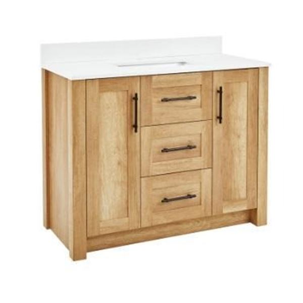 Home Decorators Collection Farley 42-inch Vanity with Double-Doors and 3 Drawers in Natural Wood Fin