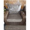 Image 2 : New 4 pc Rattan Love Seat, 2 Chair and Coffee Table Patio Set with Brown Cushions