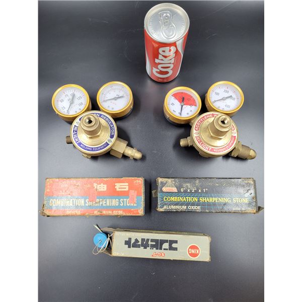 Vintage Brass Regulators & Sharpening Stones