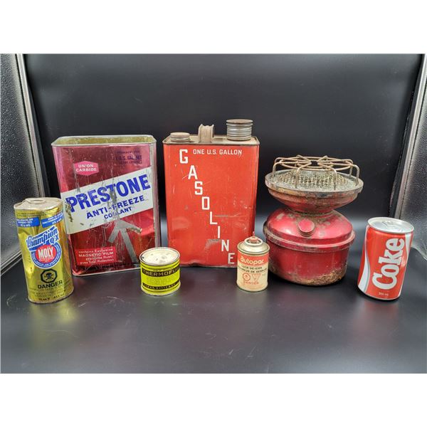 Vintage Gas/Oil Tin Lot & Hot Spot Heater