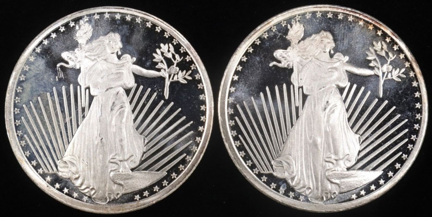 (2) 1 OZ .999 SILVER ST GAUDENS DESIGN ROUNDS