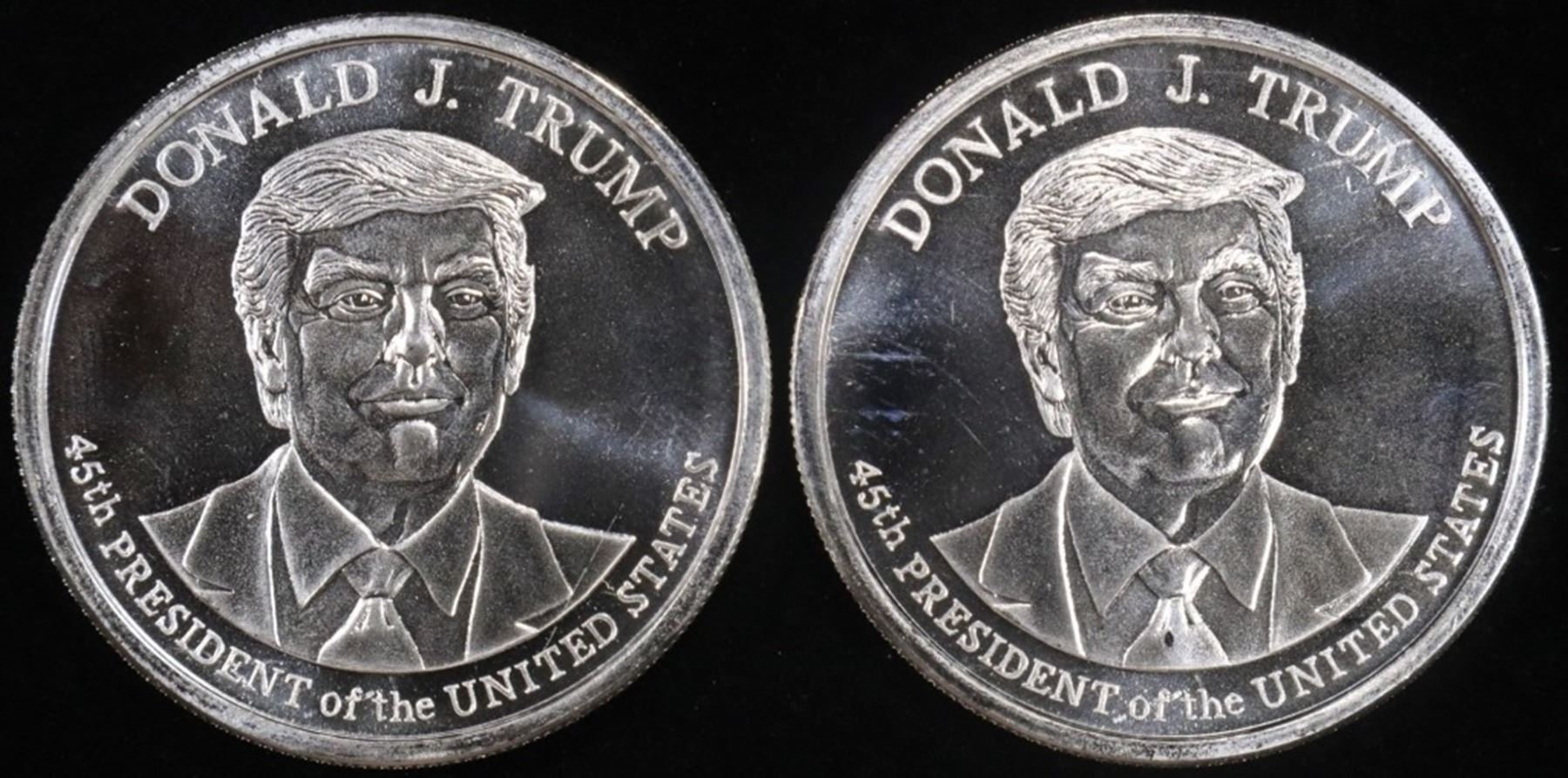(2) 1 OZ .999 SILVER DONALD TRUMP ROUNDS