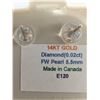 Image 2 : 14K YELLOW GOLD FRESH WATER PEARL WITH DIAMOND 0.02CT  EARRINGS