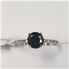 Image 1 : 10K WHITE GOLD BLACK DIAMOND(1CT) DIAMOND(0.08CT)  RING (~SIZE 6.5) (~WEIGHT 1.33G)