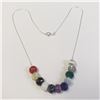 Image 1 : SILVER GENUINE GEMSTONE FREE FLOATING BEADS WITH AMETHYST, SPINEL, LAPIS, QUARTZ, MOONSTONE 16"