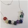 Image 2 : SILVER GENUINE GEMSTONE FREE FLOATING BEADS WITH AMETHYST, SPINEL, LAPIS, QUARTZ, MOONSTONE 16"