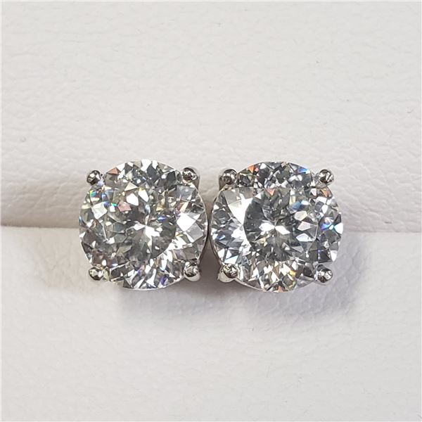 14K WHITE GOLD MOISSANITE(2.4CT)  EARRINGS (~WEIGHT 1.34G),