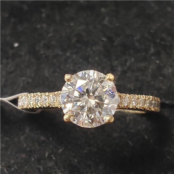 10K YELLOW GOLD MOISSANITE(1.2CT) MOISSANITE(0.2CT) RING (~SIZE 5) (~WEIGHT 2.87G)