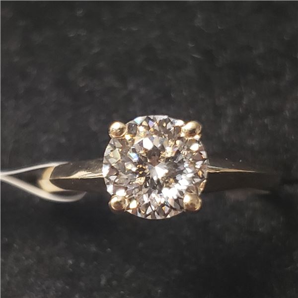 10K YELLOW GOLD MOISSANITE(0.9CT)  RING (~SIZE 6) (~WEIGHT 1.55G)