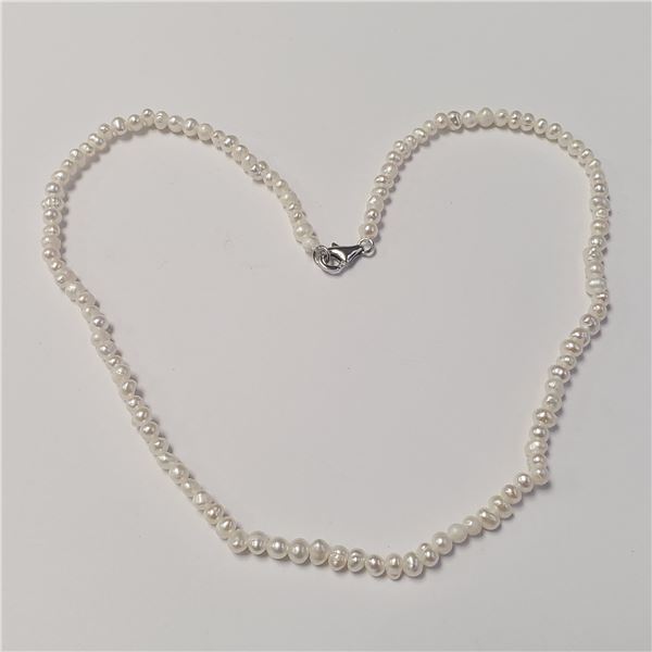 SILVER FRESH WATER PEARL 14" FOR KID   NECKLACE