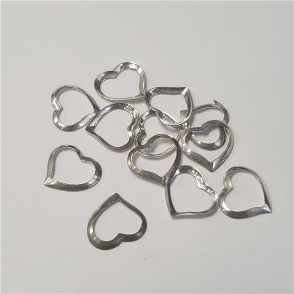 SILVER PACK OF 12 FLOATING HEART   SET
