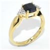 Image 2 : GOLD PLATED SILVER BLUE SAPPHIRE CZ(1.75CT) GOLD RHODIUM PLATED RING (~SIZE 7.5) (~WEIGHT 2.85G)