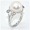 Image 2 : SILVER PEARL CZ(5.4CT) RHODIUM PLATED RING (~SIZE 7) (~WEIGHT 5.45G)