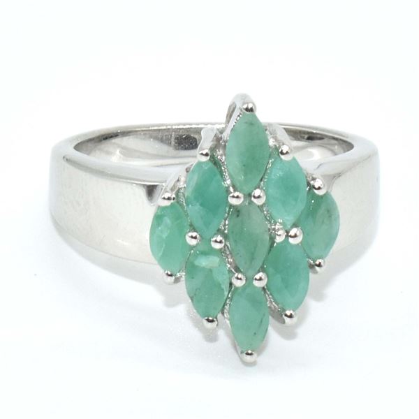 SILVER EMERALD(2.1CT) RHODIUM PLATED RING (~SIZE 7) (~LENGTH 0INCHES) (~WEIGHT 5.6G)