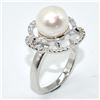 Image 2 : SILVER PEARL CZ(4.5CT) RHODIUM PLATED RING (~SIZE 7) (~WEIGHT 5.2G)