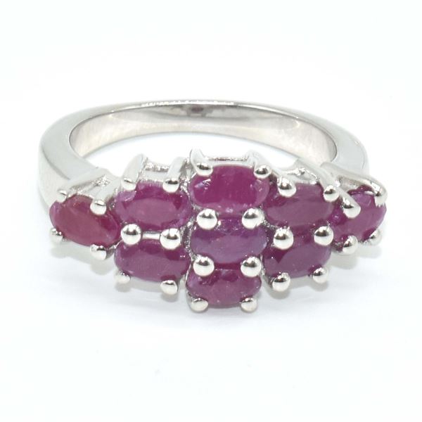 SILVER RUBY(2.5CT) RHODIUM PLATED RING (~SIZE 7)(RING IS RESIZABLE FOR $40) (~WEIGHT 5.5G)