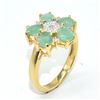 Image 2 : GOLD PLATED SILVER EMERALD(3.9CT) GOLD RHODIUM PLATED RING (~SIZE 7.5) (~WEIGHT 3.7G)