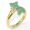 Image 2 : GOLD PLATED SILVER EMERALD WHITE TOPAZ(4.2CT) GOLD RHODIUM PLATED RING (~SIZE 7) (~WEIGHT 3.05G)