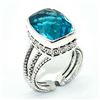 Image 2 : SILVER BLUE QUARTZ(9.2CT) HAND MADE ADJUSTABLE RING (~SIZE 7) (~WEIGHT 9.6G)