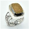 Image 2 : SILVER GOLDEN DRUZY(10.8CT) HAND MADE RING (~SIZE 8) (~WEIGHT 8.65G)