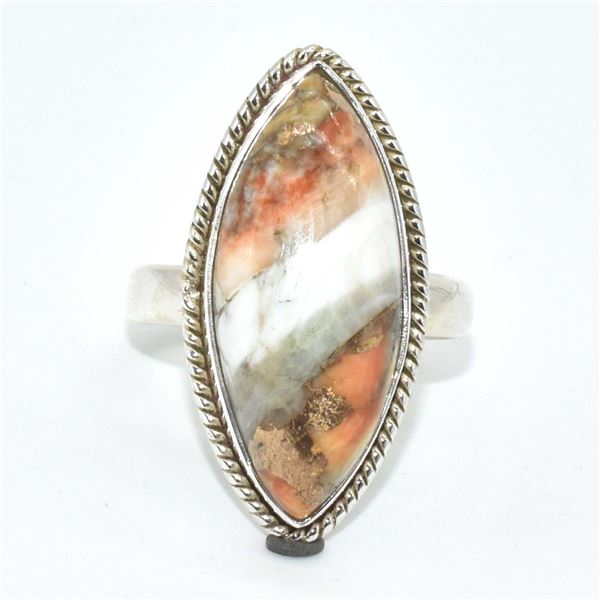 SILVER OSTER MUHAVE TURQUOISE(7.2CT) HAND MADE RING (~SIZE 7) (~WEIGHT 4.4G)