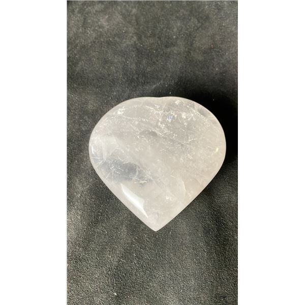 CLEAR QUARTZ HEART CARVING 3.5  RETAIL $400