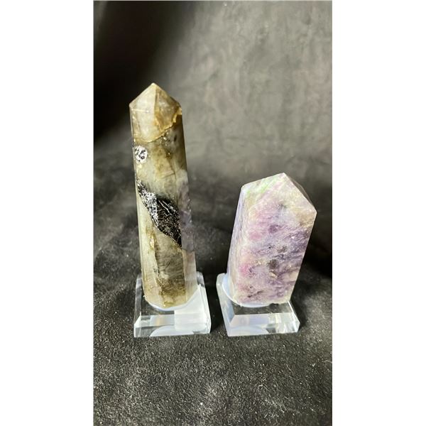 LABRADORITE TOWER 4" & PURPLE SANDSTONE TOWER