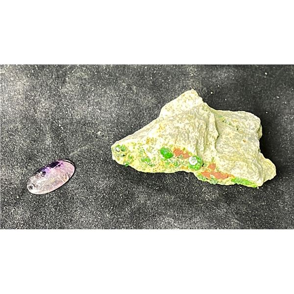 GENUINE PURPLE AMETHYST  & NATURAL GREEN GARNET