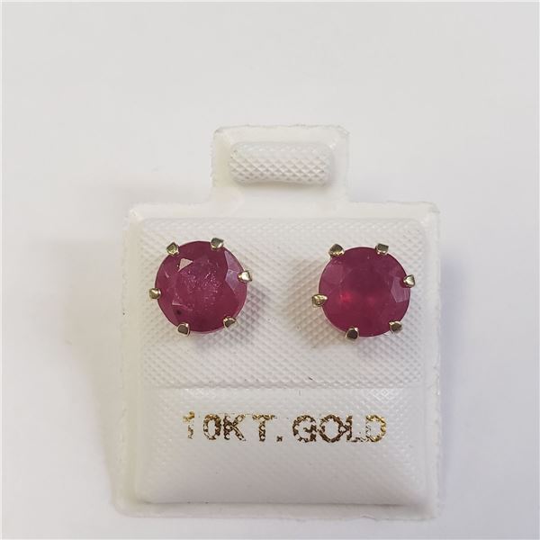 10K YELLOW GOLD RUBY(3.1CT)  EARRINGS (~WEIGHT 1.06G)