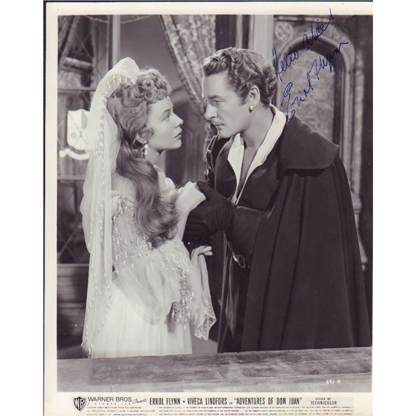 Errol Flynn signed vintage still